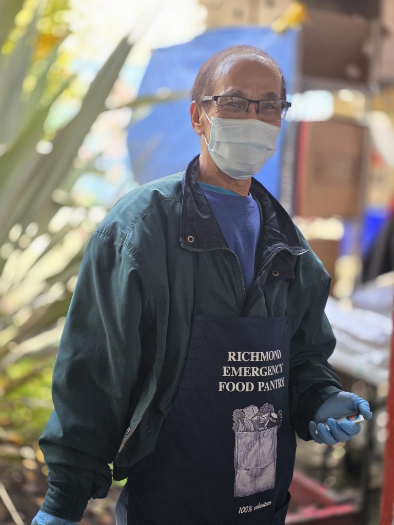 volunteer with face mask